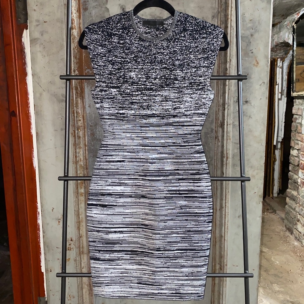 Alexander Wang Black & White Bandage Striped Dress